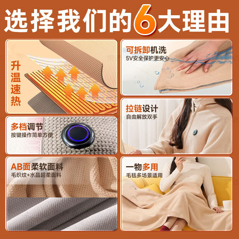 跨境爆款石墨烯发热披肩三挡温控可调节加热办公室家用午休暖身毯|undefined