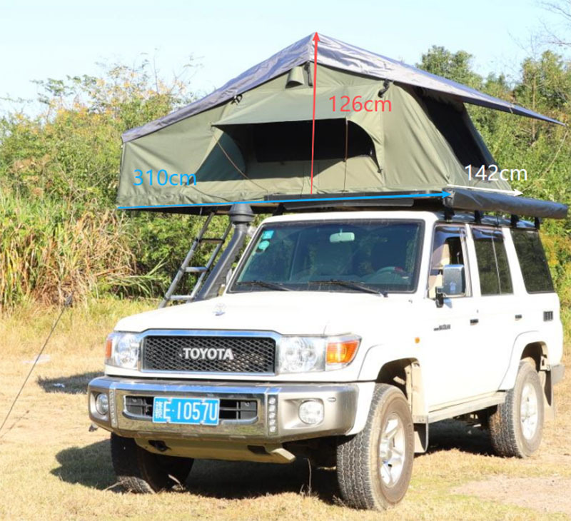 Car Roof Top Tent, Soft-Top Fabric Tent, Quick-Open Camping Long-Style Car Roof Tent