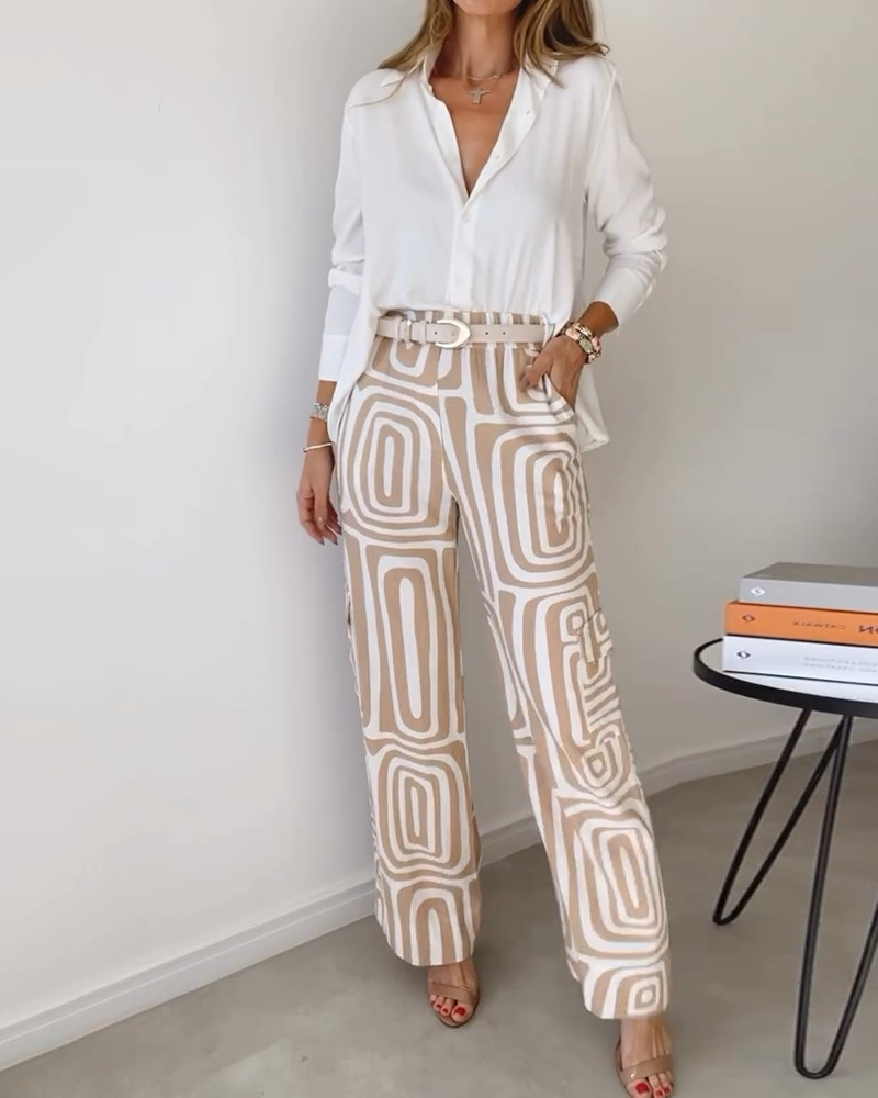 Holiday Daily Women's Casual Streetwear Abstract Spandex Polyester Printing Pocket Pant Co-ord Set Pants Sets display picture 5