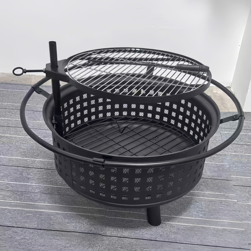 Patio brasero estufa de calefacción al aire libre parrilla giratoria estufa de parrilla multifuncional cerca de la estufa para hacer té parrilla de doble capa