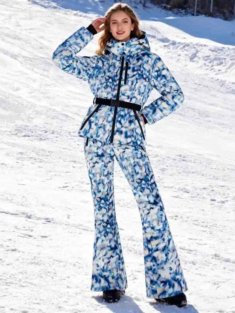 Moda casual encapuchada impresión temperamento calentamiento ropa de algodón de esquí de invierno 2025 nuevo estilo transfronterizo de Europa y América