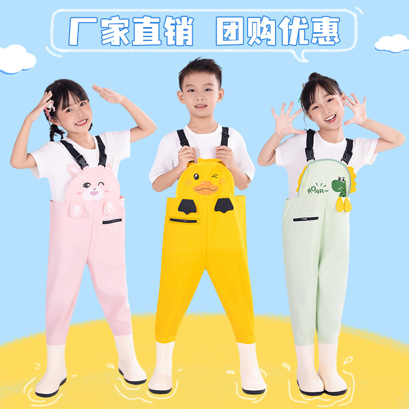 Factory Direct Children's Outdoor Beach Jumpsuit Kindergarten Water Play Wading Pants Baby Rain Pants Wading Suit