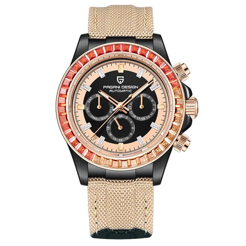 Bojiani paganidesign colored diamond men's watch automatic mechanical watch waterproof luminous watch men's 1732