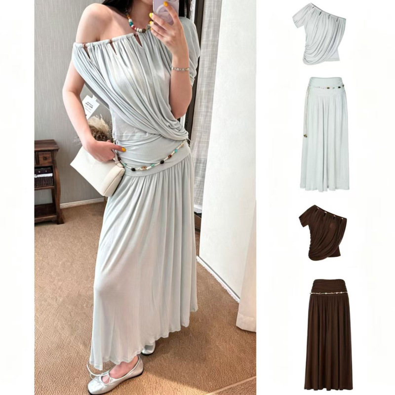 Pal New Designer 2026 Yu Shuxin Style Jaipur Wind Whisper Top and One-Shoulder Set