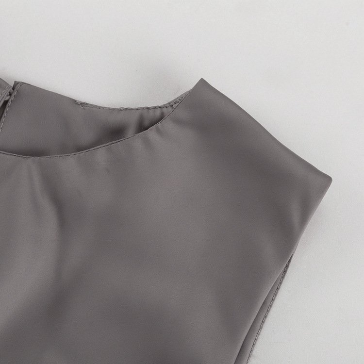 Neck Sleeveless Vest Dress Solid Color Slim Fit Slimming Base Maxi Dress