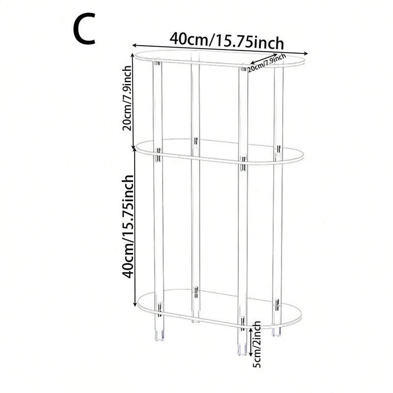 C2; 40*20*65 3층 사각 테이블 투명) 두께 4mm