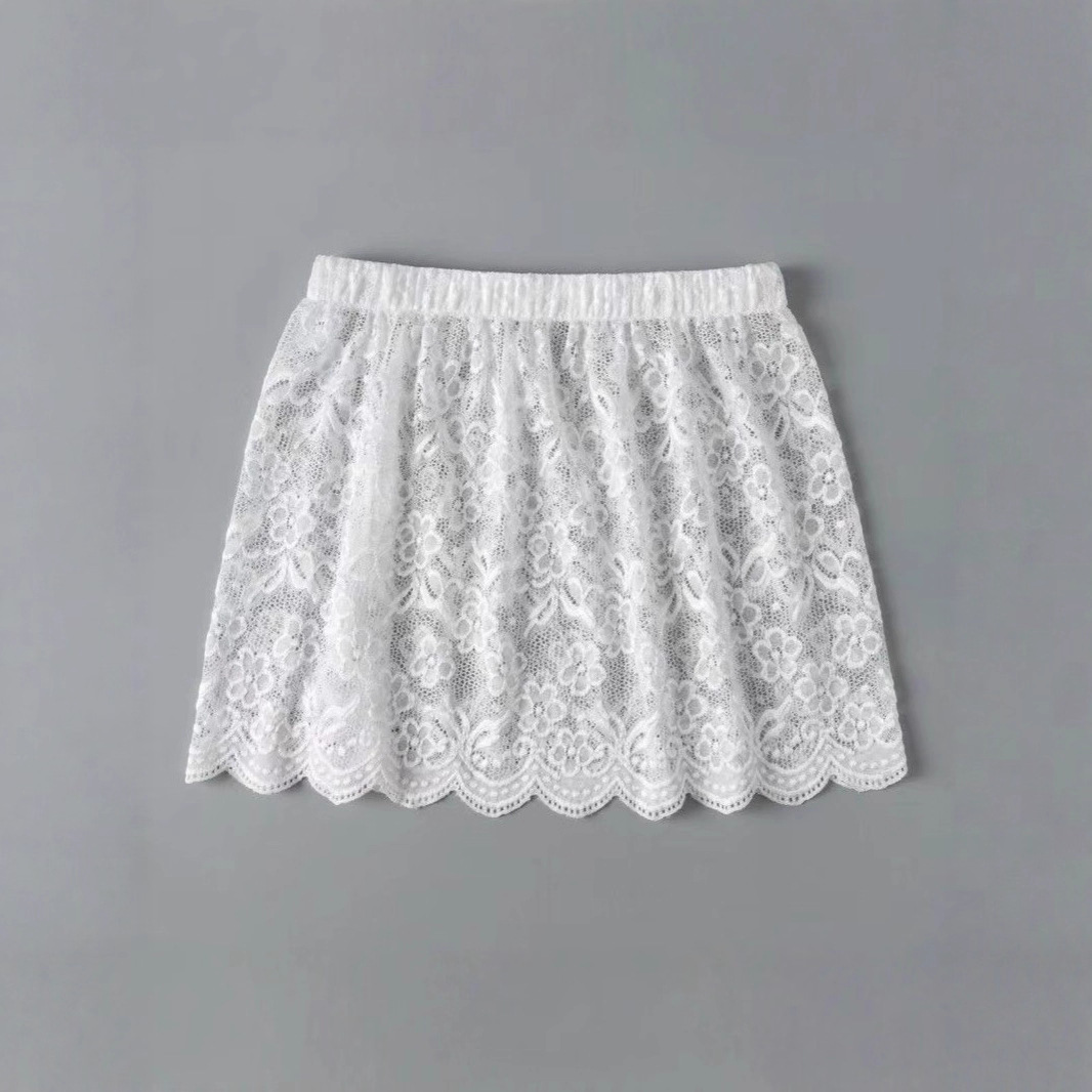 New Layered Lace Skirt to Cover Buttocks, Paired with Sweater, Faux Hem Lace Skirt for Women