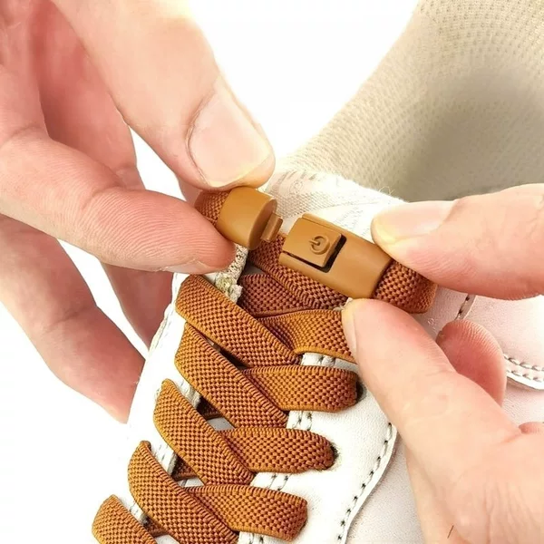 Lazy shoelace color press switch buckle tie-free elastic 8mm flat rope tie-free fixed artifact