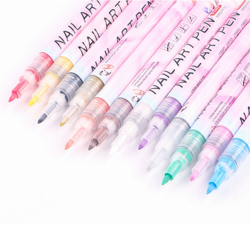 Cross-border nail art graffiti pen painting pen nail DIY quick-drying Mark pen color painting flower hook line nail art pen
