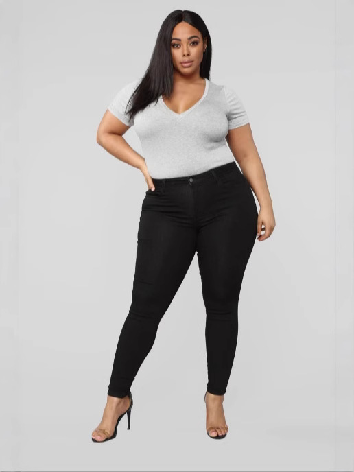 Vaqueros europeos y americanos transfronterizos eBay Amazon wish nuevos pantalones de mezclilla elásticos de moda de gran tamaño mujeres