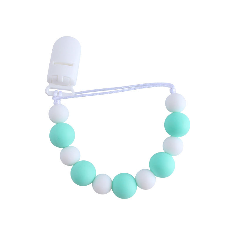 Nuevo bebé suministros plástico pico clip de silicona perlas mordedor bebé molar juguetes chupete cadena anti-perdida cadena