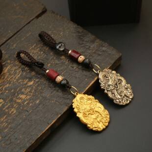 Brass double-sided keychain, key bag for men and women, car keys, pendant with accessories