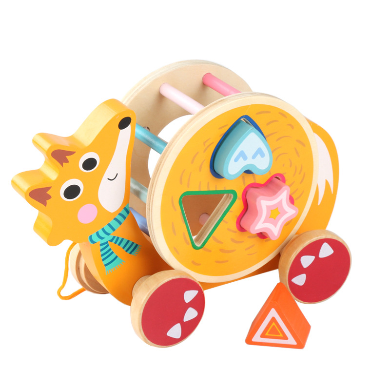 Juguetes educativos de los niños inteligencia arrastre animal bloque construcción forma geométrica juego remolque clasificación cognitiva al por mayor