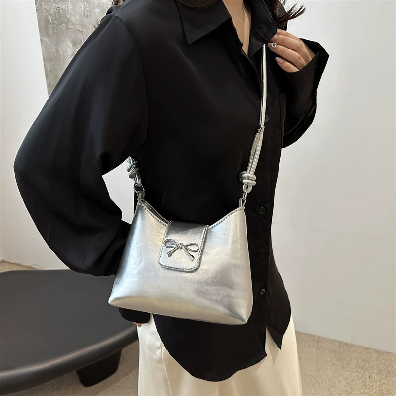 Плечевая сумка One-Shoulder, корейский стиль, маленький бант, компактная сумка под руку