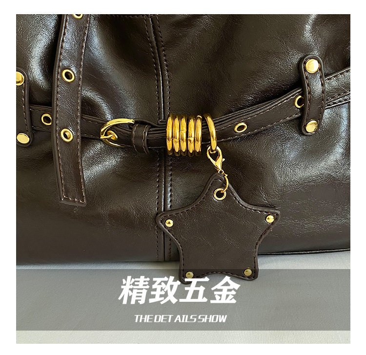 Túi xách tay nữ tote cỡ lớn chất liệu PU khóa cài nắp, đeo vai hai quai — Rượu vang đỏ, màu cà phê, xanh lá cây, đen chi tiết 5