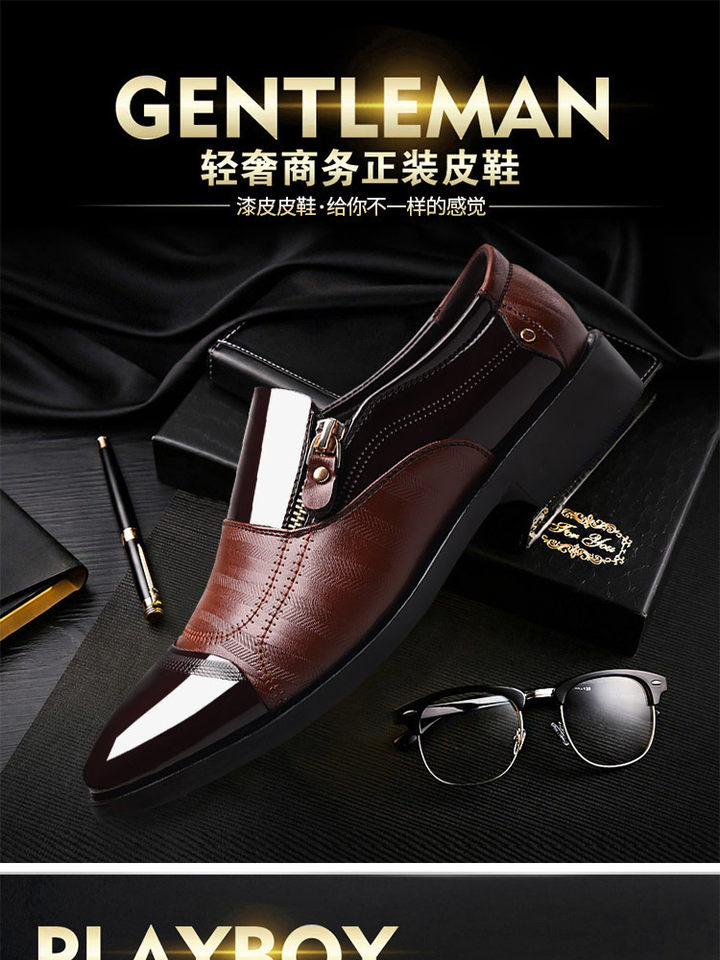 Giày da nam công sở mũi nhọn cổ thấp, đế cao su êm chân, phong cách thanh lịch — Màu nâu, Màu đen chi tiết 1