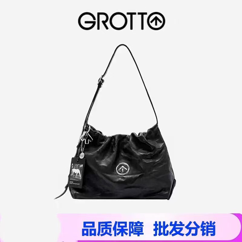Grott X Arrow Collaboration Trash Bag Series Commuter Large Capacity Pleated Shoulder Crossbody Underarm Bag