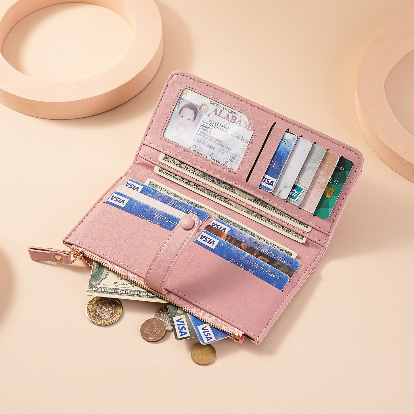 Cartera larga para mujer con textura cocodrilo