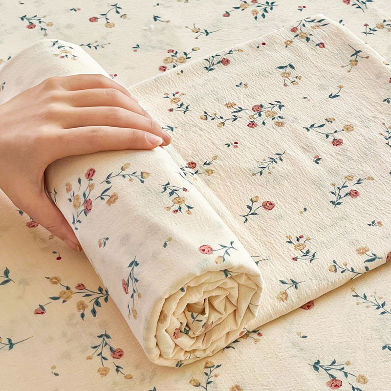 Sábanas de gasa de doble capa de una sola pieza nueva, sábana para dormir desnuda, juego de tres piezas, cama doble de celebridades de Internet, cama kang, sin correr, sin resbalar