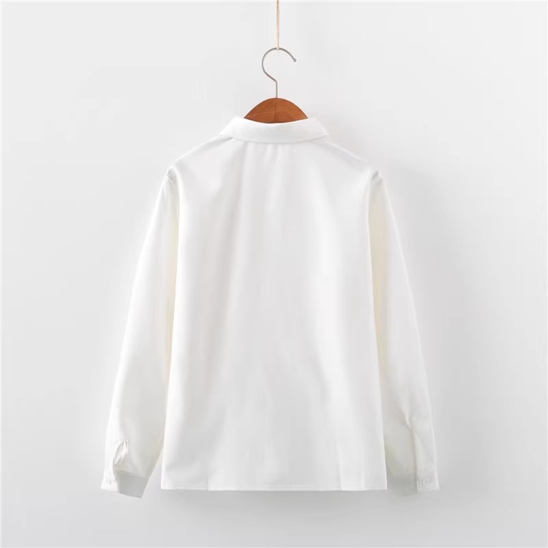 JK 셔츠 긴 소매 반팔 아코디언 플리츠 기본 일본 대학 스타일 다목적 흰색 셔츠 여성 여름 루즈 탑