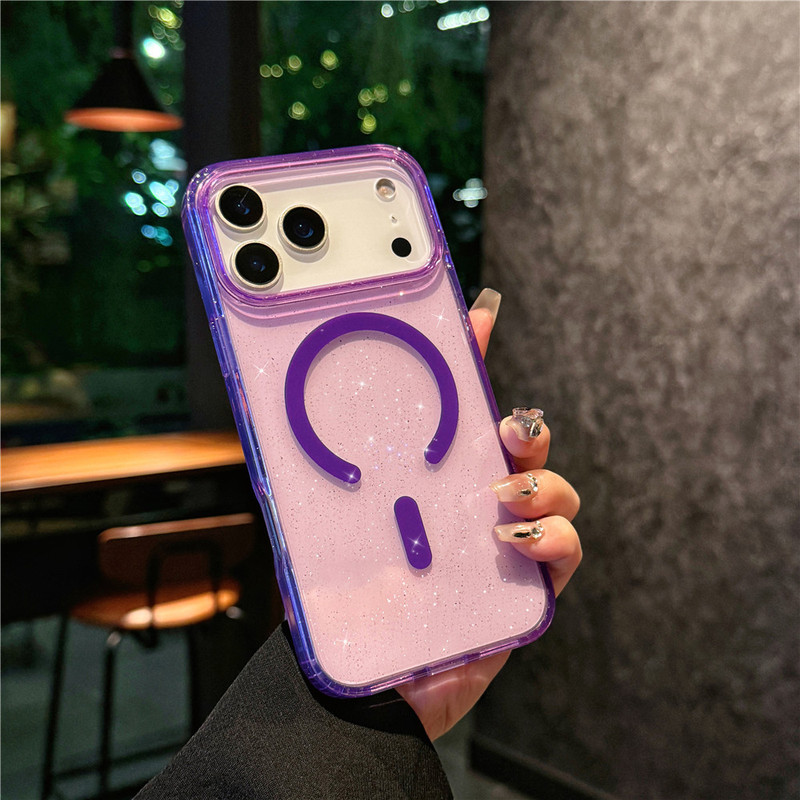 跨境适用苹果17手机壳磁吸透明闪粉iphone17pro高级感17air保护套|undefined