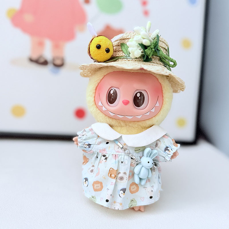 第二世代のLabubu服のキーホルダーは布の子供服の小動物のワンピースのセットを引っ張ります。|undefined