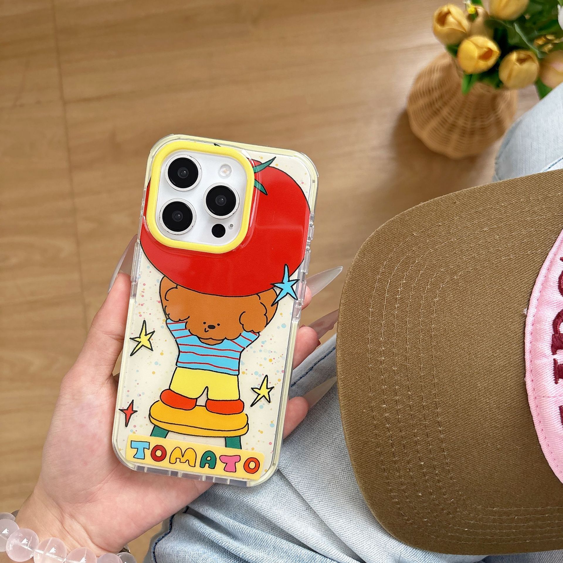Dibujos animados divertidos para el cachorro de tomate para Apple 15ProMax nuevo iPhone 16 funda para teléfono móvil 13 pareja 14
