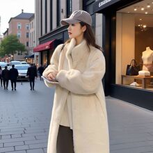 2025秋冬加厚长款立领水貂毛貂绒皮毛一体毛毛环保皮草外套女大衣