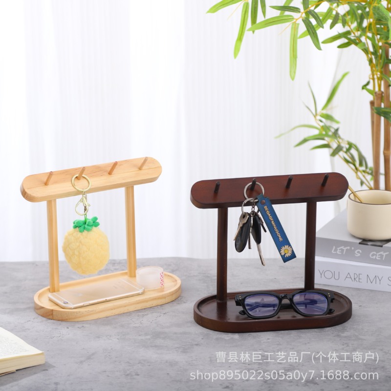 木质玄关架子钥匙架客厅桌面首饰挂钩创意摆件手工diy创意置物架|undefined