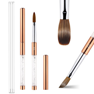 New Mink Hair Manicure Crystal Pen Round Head Flat Head Cross-Border Amazon Kolinskynailbrush Manicure Painting