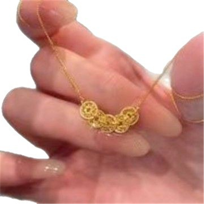 新款新中式超闪碎冰冰五帝币手链女高级轻奢小众设计项链手饰品|undefined