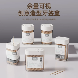 惠隆便携滑盖牙签筒家用高档旋转盖透明牙签盒酒店餐厅商用牙签罐