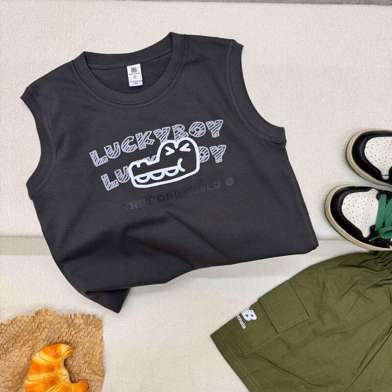 Children's Vest Summer New Product Boy Crocodile Loose Sleeveless Family Sports Vest Boy Pure Cotton Sleeveless Top