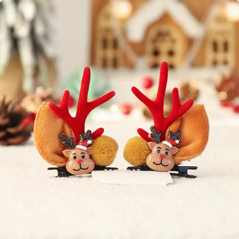 国境を越えたクリスマス森系ヘアバンド雪だるま鹿角ヘアアクセサリー子供祭りヘアクリップかわいいパーティー髪飾り|undefined