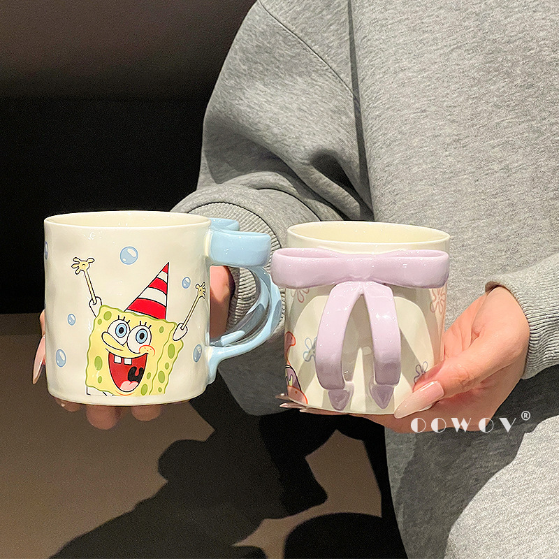 海绵宝宝大容量马克杯陶瓷杯子女生高颜值情侣喝水杯家用生日礼物|undefined