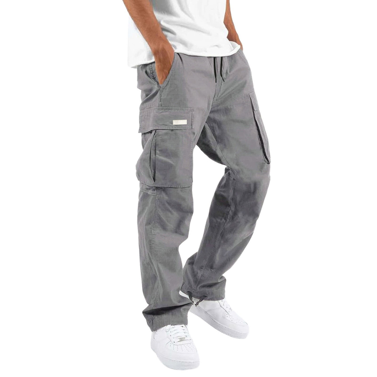 Pantalons décontractés printemps et automne nouveaux vêtements de travail pour hommes cordon de serrage poche pantalons décontractés_voghion.com