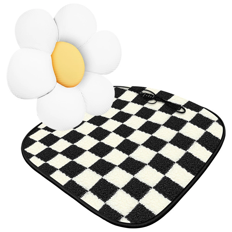 Heated car seat cushion, flowered cartoon design, USB or cigarette‑lighter, single/double sizes
