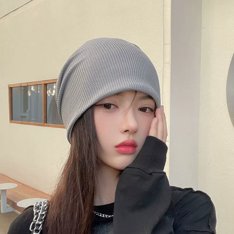 Шапка Женская осенне-зимняя новая ворсовая шапка в японском стиле с защитой ушей Закрытая кепка мужская модная универсальная Кепка с закрытым носком пуловер холодная шапка