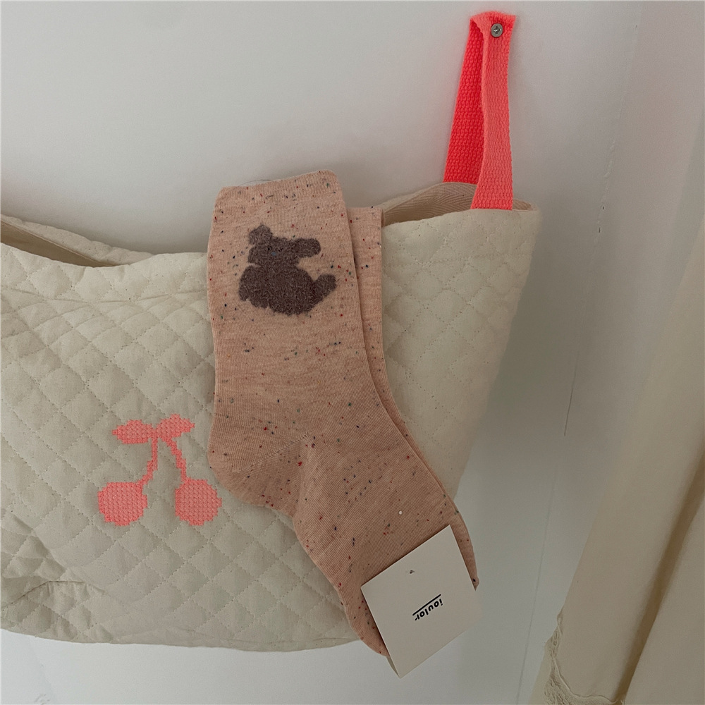 Femmes Sucré Chien Pois Coton Crew Socks Une Paire display picture 5