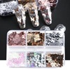 Red nail sequins for manicure for St. Valentine's Day for nails, suitable for import, new collection, 6 cells, wholesale