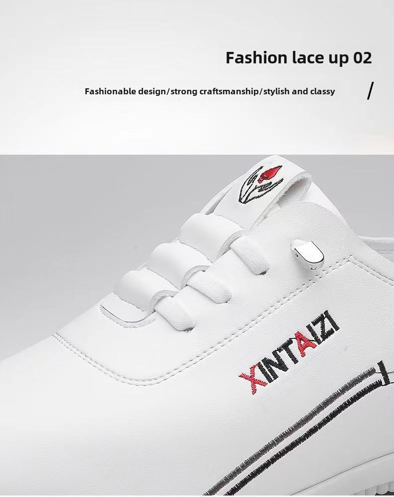 Men's shoes Breathable new all-match leather shoes soft leather small white shoes soft sole non-slip shoes bean men's shoes_voghion.com