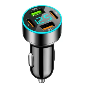 New car charger with digital display, 2U2C super fast car charger, multifunctional car charger for mobile phones