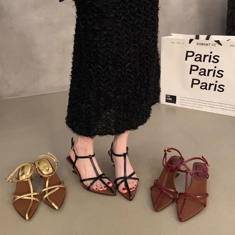 Wedge High-Heeled Thin-Strap Sandals, Fairy Shoes, 2026 New Summer Travel Style, Suitable for Wearing with Skirts, Elegant Roman Shoes