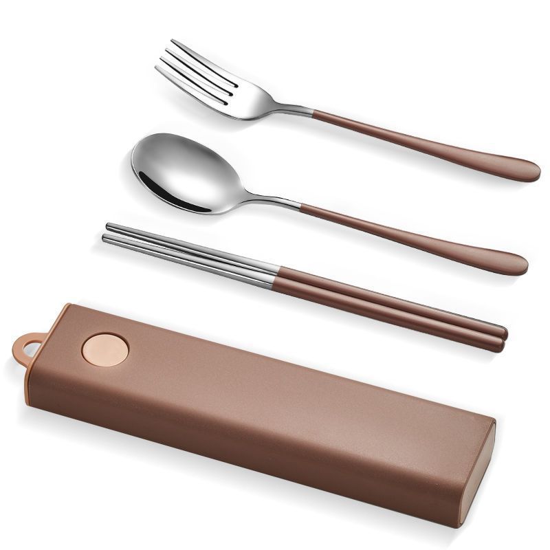 브라운 스프레이 페인팅 식기 3종 세트