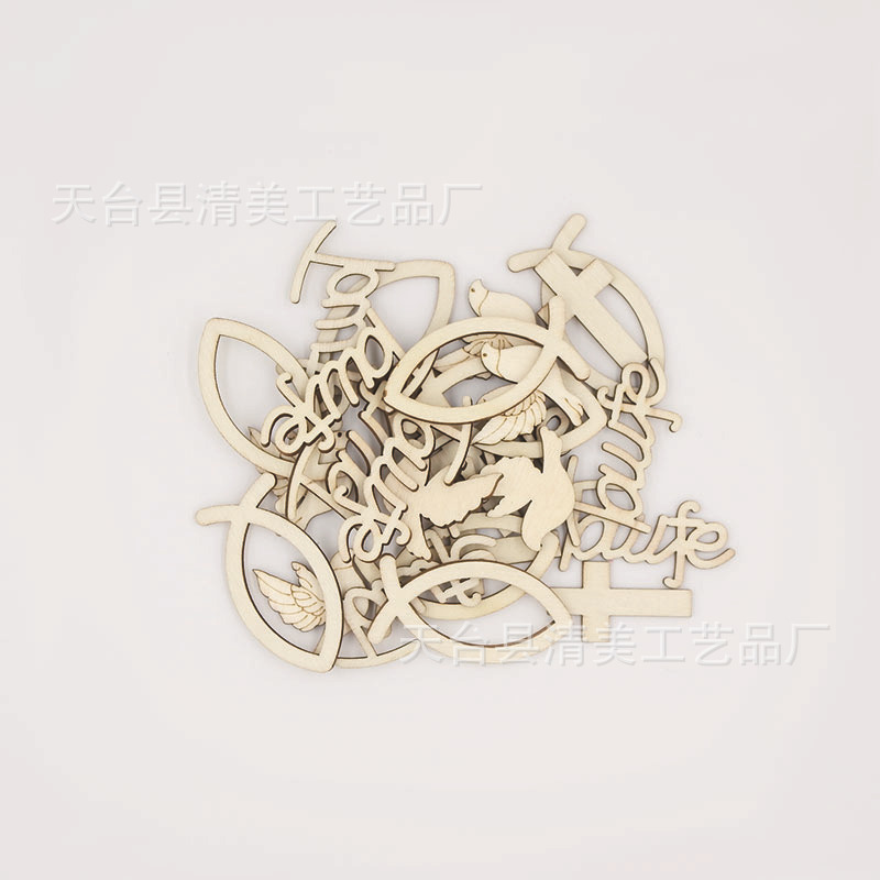 4 tipos de piezas de madera mezcladas con color de madera, decoración de bricolaje, una variedad de piezas de madera combinadas 55 piezas por paquete