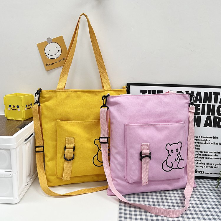 Large-capacity women's bag manufacturer in stock, fashionable Korean-style single-shoulder canvas bag, ins, high school and college students' hand-held tutorial bag undefined