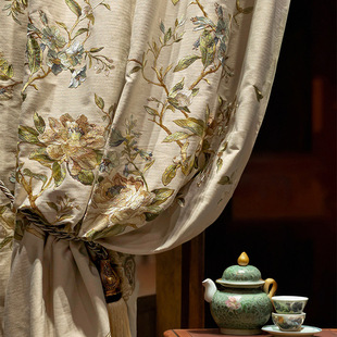 Embroidery Light Luxury High-End High-Precision Curtains 2025 New Style Villa Living Room European American French New Chinese Style Living Room