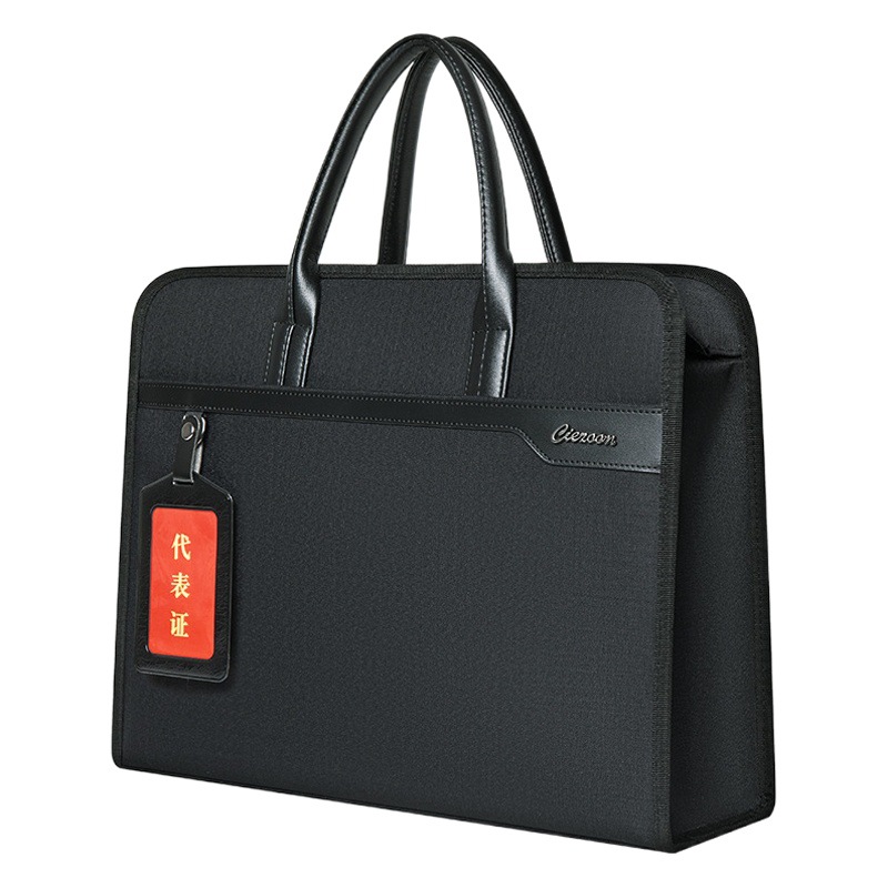 Qizhou Briefcase Large Capacity Business Handbag Men's Designer Briefcase Soft Leather A4 Computer Bag Handbag