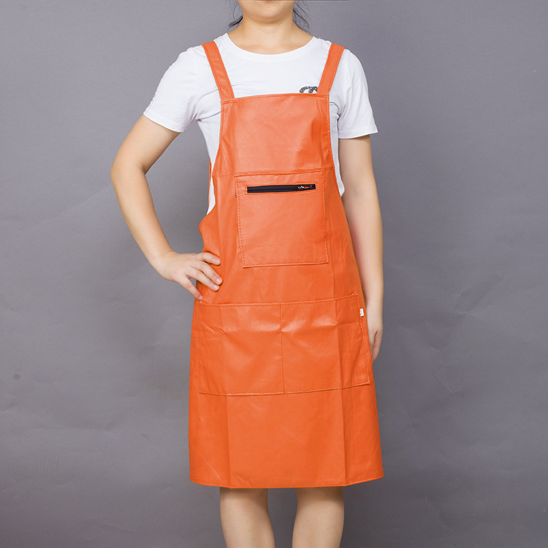 오렌지 스트랩 가죽 앞치마