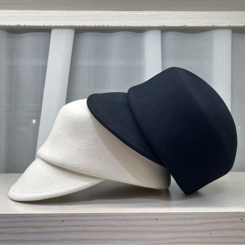 Trendy Wool Equestrian Hat Black Classic Versatile Baseball Cap Autumn Winter Beret Women Simple Elegant Trendy Wool Equestrian Hat Black Classic Versatile Baseball Cap Autumn Winter Beret Women Simple Elegant